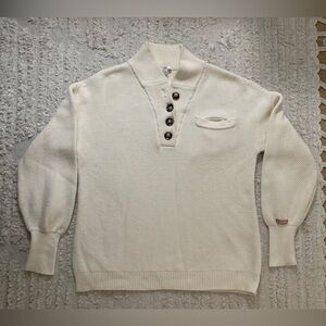 Lunya Women’s Pocket Henley Cream Sweater (XS/S)